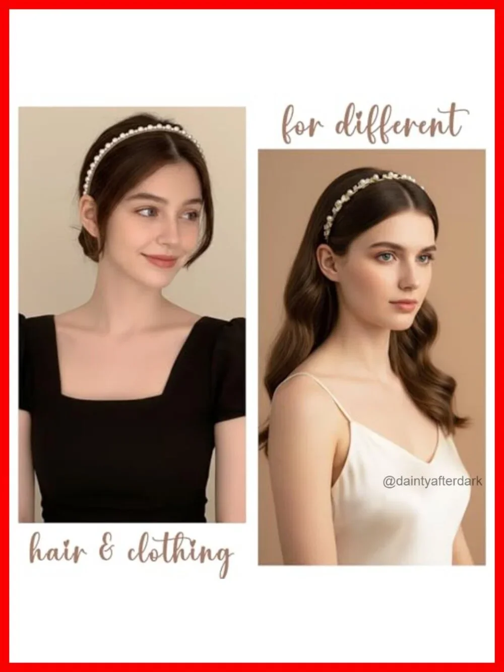 6 Pack Pearl Headbands Gold Metal Hair Bands Set, Elegant Bridal Wedding Hair